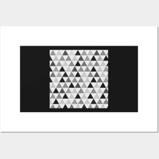 Grey and black triangle mosaic pattern Posters and Art